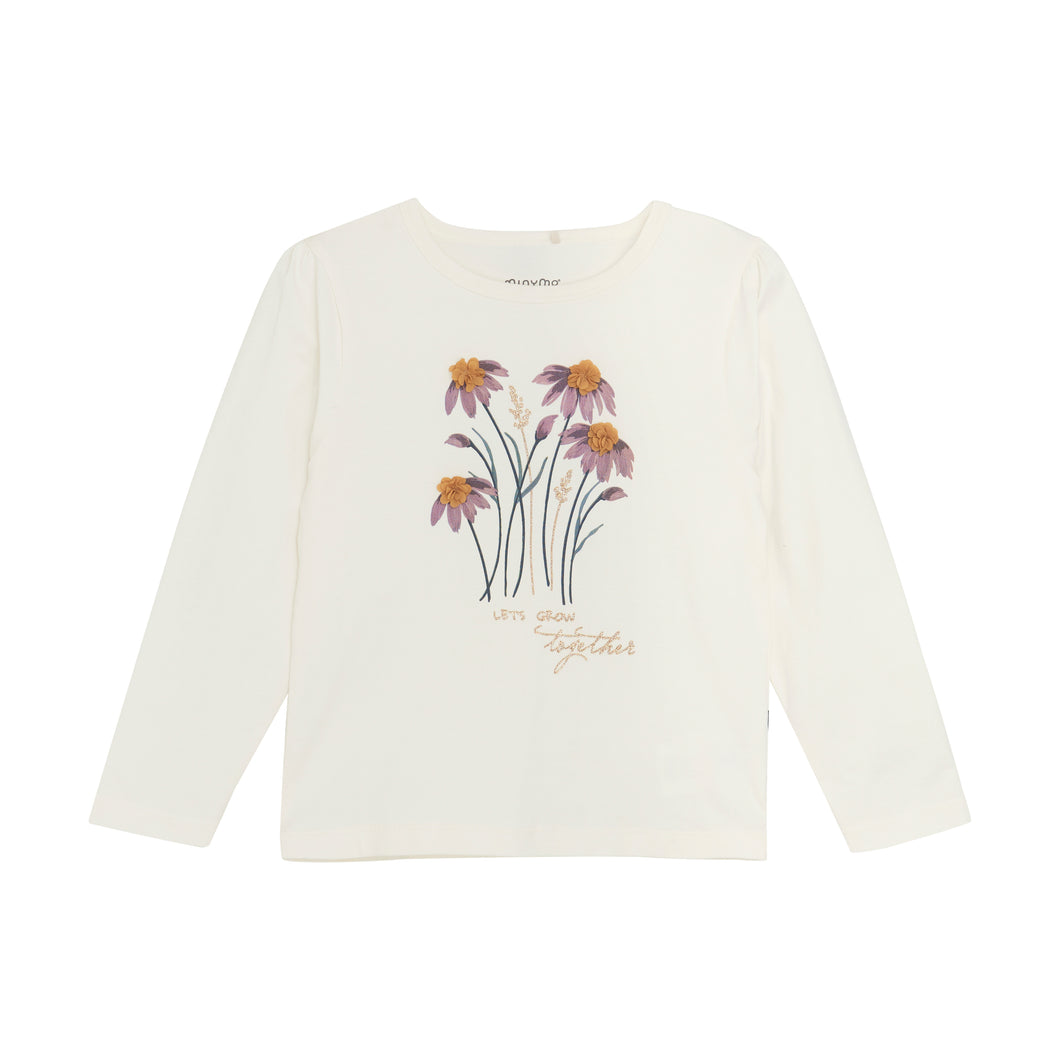 Minymo 'Lets Grow Together' Flower Tee Cream