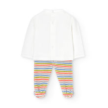 Load image into Gallery viewer, Boboli Be Cute Rainbow Baby Top, Footie and Hat Set
