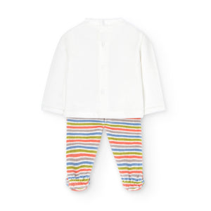 Boboli Be Cute Rainbow Baby Top, Footie and Hat Set