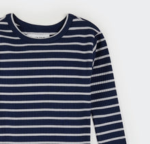 Load image into Gallery viewer, Petit Lem Modal Stripe Rib Pyjamas Indigo
