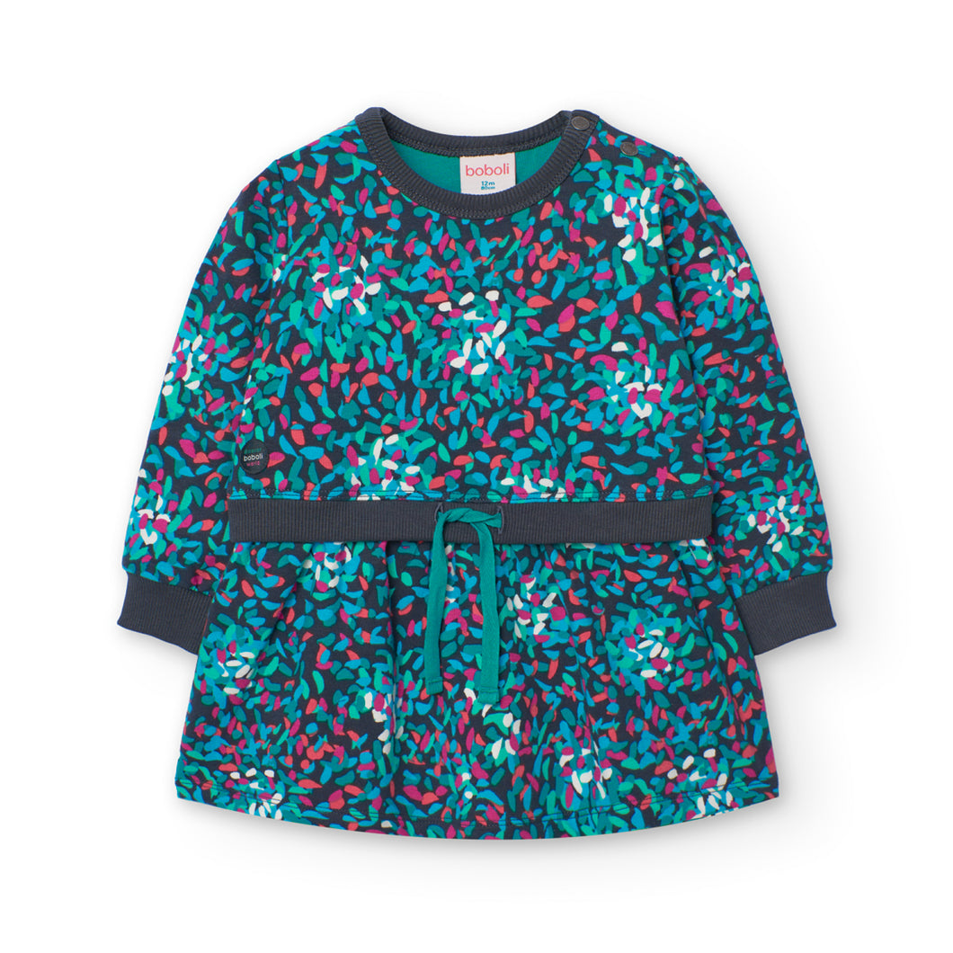 Boboli Mosaic Fleece Print Dress and Tights