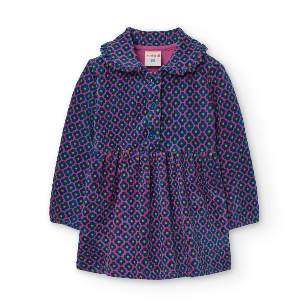 Boboli Stretch Cord Print Dress and Tights