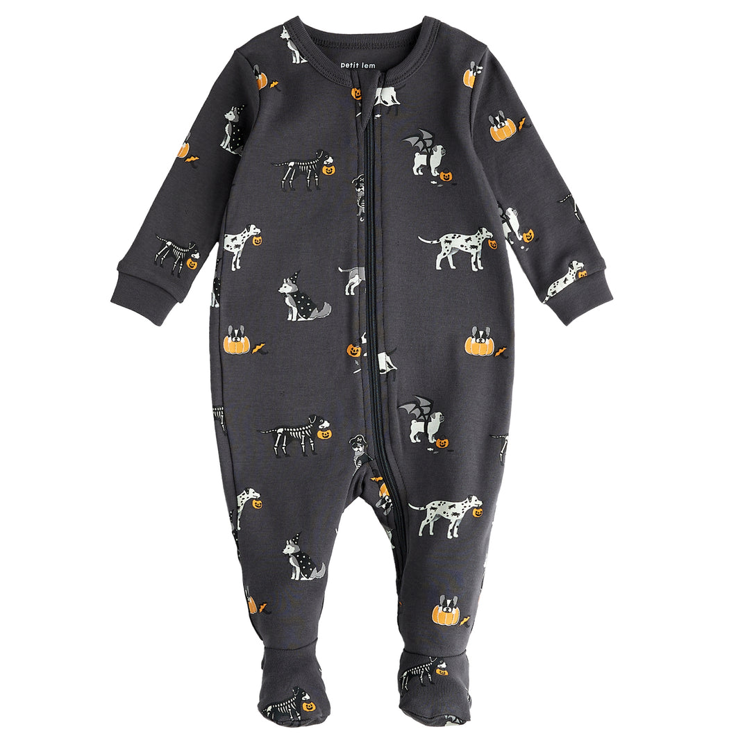 Petit Lem Howl-oween Print Sleeper Grey