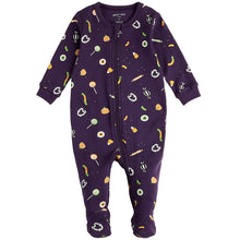 Load image into Gallery viewer, Petit Lem Trick-or-Treat Print Sleeper Deep Purple
