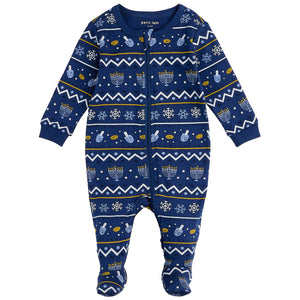 Petit Lem Hanukkah Fair Isle Print Sleeper