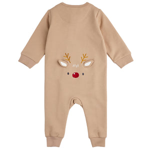 Petit Lem Littlest Reindeer Fleece Playsuit