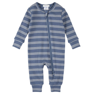 Petit Lem Stripe Modal Rib Playsuit Denim Blue