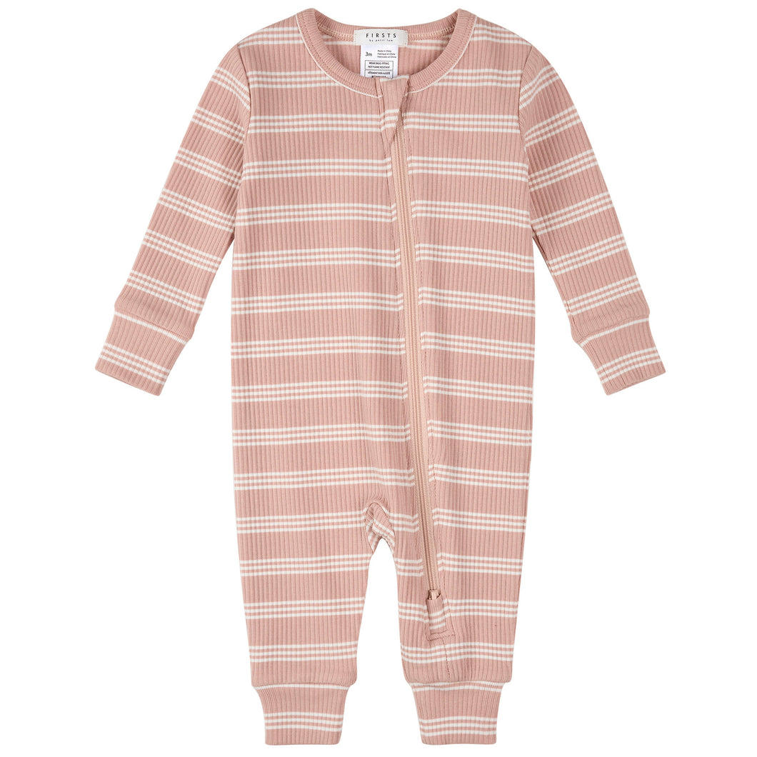 Petit Lem Modal Rib Playsuit Rose Stripe