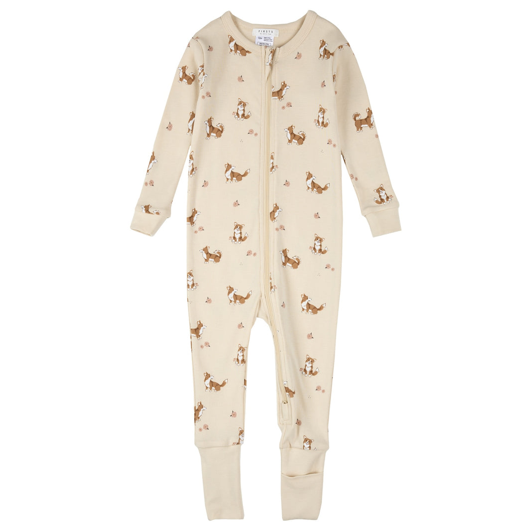 Petit Lem Corgi Print Convertible Sleeper