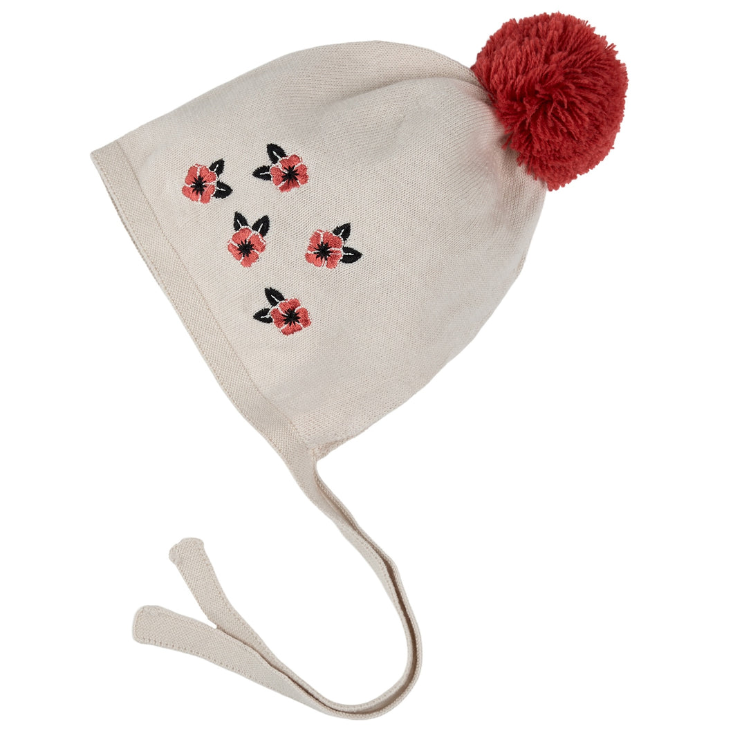 Petit Lem Poppy Print Baby Bonnet