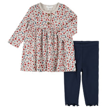 Load image into Gallery viewer, Petit Lem Floral Poppy Print Rib Dress and Legging
