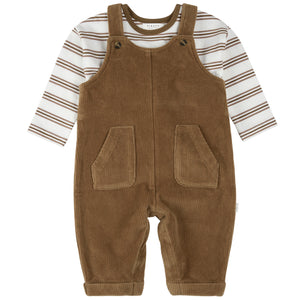Petit Lem Cord Overall and Tee Brown