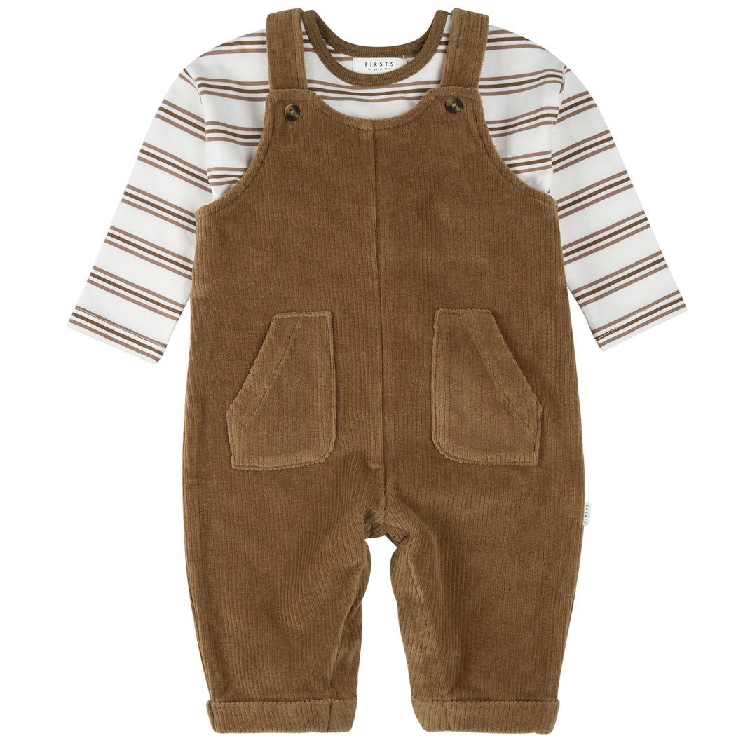 Petit Lem Cord Overall and Tee Brown