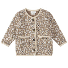 Load image into Gallery viewer, Petit Lem Daisy Print Baby Quilted Cardigan Sand Dune
