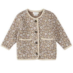 Petit Lem Daisy Print Baby Quilted Cardigan Sand Dune