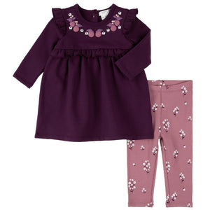 Petit Lem Figs Print Terry Dress and Legging
