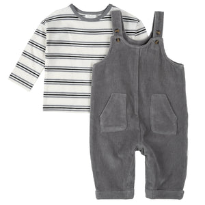 Petit Lem Cord Overall and Tee Mid Grey