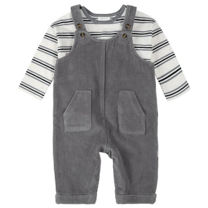 Petit Lem Cord Overall and Tee Mid Grey