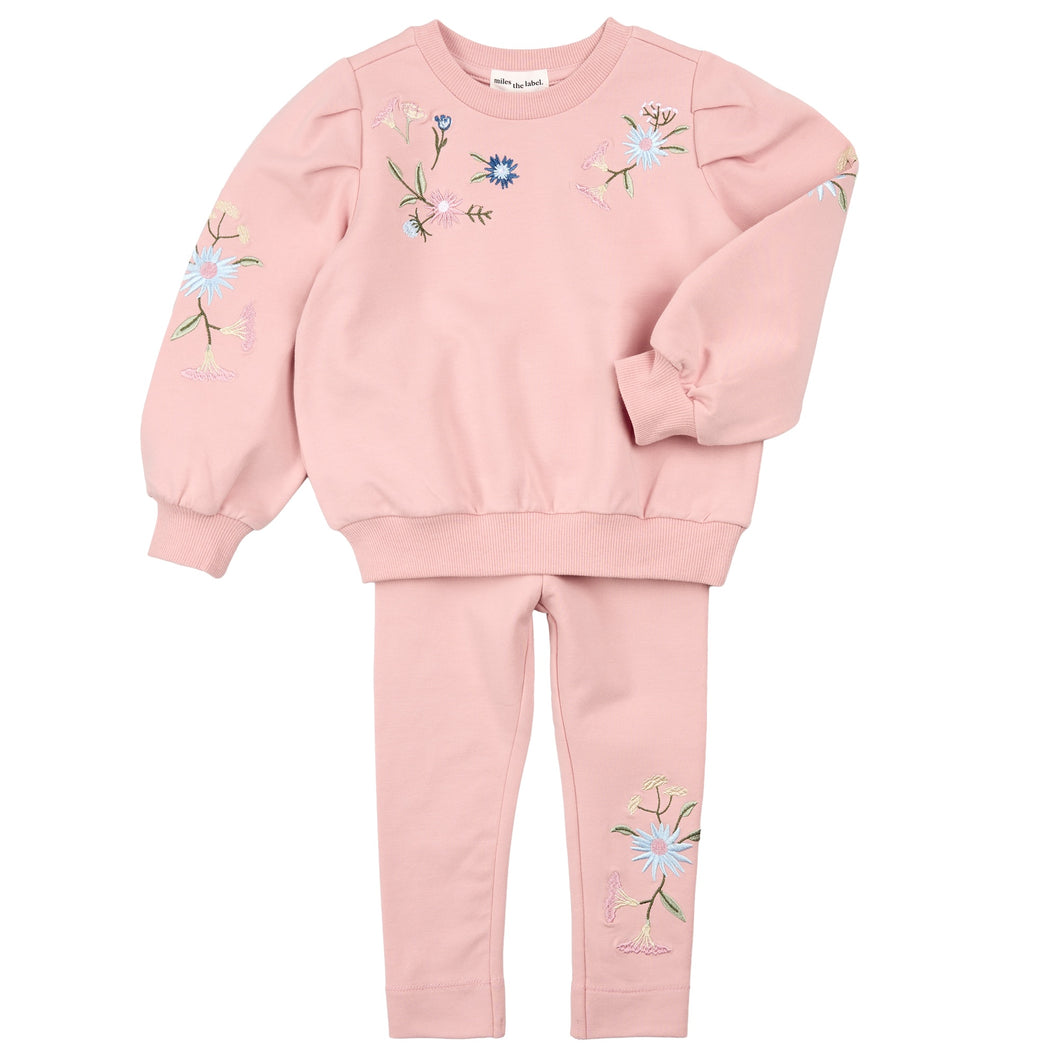 Miles Baby Floral Embroidered Sweatshirt and Legging