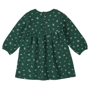 Petit Lem Creme Flower Print Thermal Dress and Tights