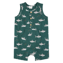 Load image into Gallery viewer, Petit Lem Shark Print Shortie Playsuit
