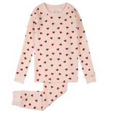 Load image into Gallery viewer, Petit Lem Pink Hearts on Peony Waffle Pyjamas
