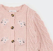 Load image into Gallery viewer, Petit Lem Floral Jacquard Cardigan Misty Pink
