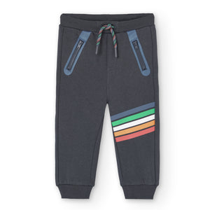 Boboli Rainbow Contrast Knee Fleece Pant Grey