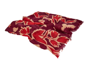 Surkana Print Wool Scarf Maroon