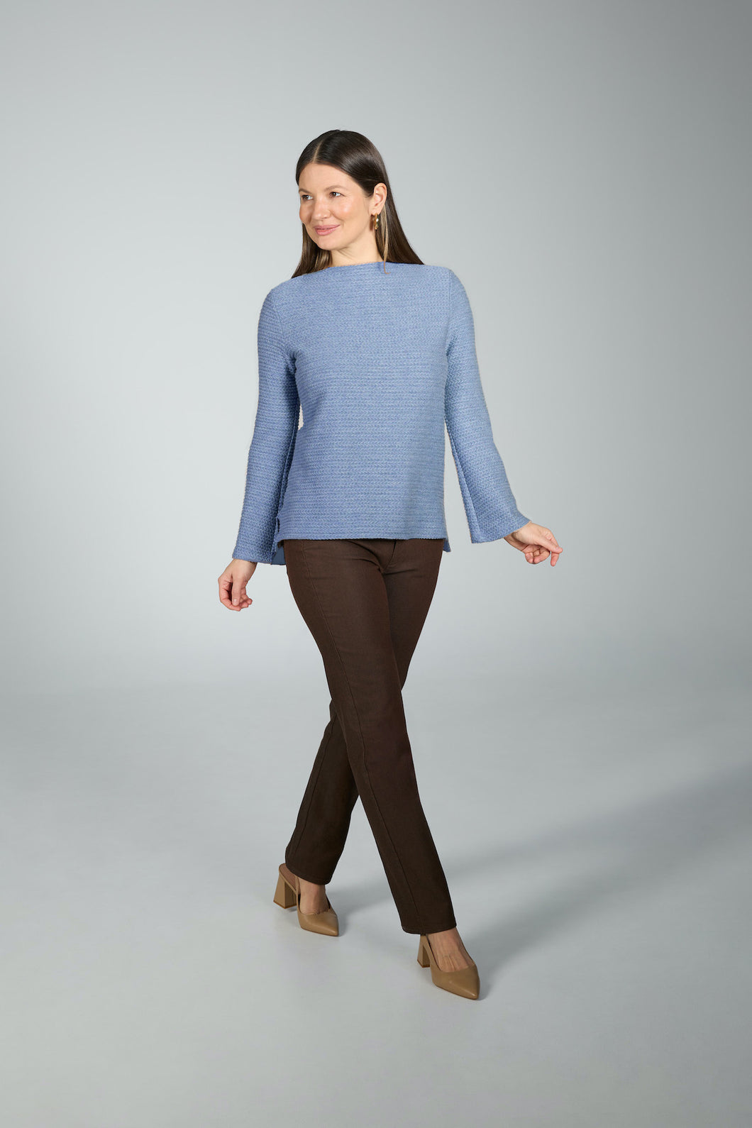 Beddome Autumn Knit Mock Neck Sweater Indigo