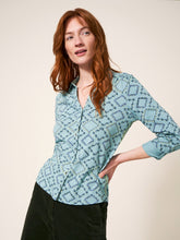 Load image into Gallery viewer, White Stuff UK Annie Jersey Shirt Teal Print
