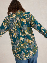 Load image into Gallery viewer, White Stuff UK Sophie Organic Cotton Shirt Teal Print
