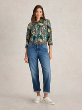 Load image into Gallery viewer, White Stuff UK Sophie Organic Cotton Shirt Teal Print
