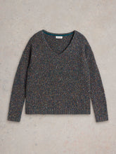 Load image into Gallery viewer, White Stuff UK Textured V-Neck Sweater Teal Multi
