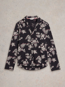 White Stuff UK Annie Jersey Shirt Black Multi