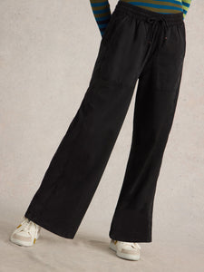 White Stuff UK Ava Wide Leg Jersey Jogger Pure Black