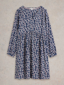 White Stuff UK Penelope Eco Vero Dress Navy Print