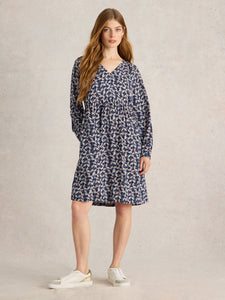 White Stuff UK Penelope Eco Vero Dress Navy Print