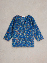 Load image into Gallery viewer, White Stuff UK Rae Organic Cotton Shirt Blue Print
