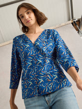 Load image into Gallery viewer, White Stuff UK Rae Organic Cotton Shirt Blue Print
