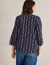 Load image into Gallery viewer, White Stuff UK Rae Organic Cotton Shirt Navy
