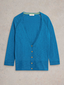 White Stuff UK Naria Linen Blend Cardi Bright Blue