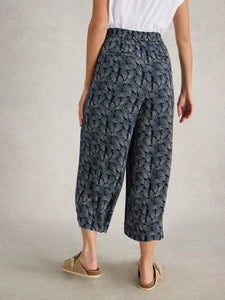 White Stuff UK Lisette Crinkle Culotte Navy Print