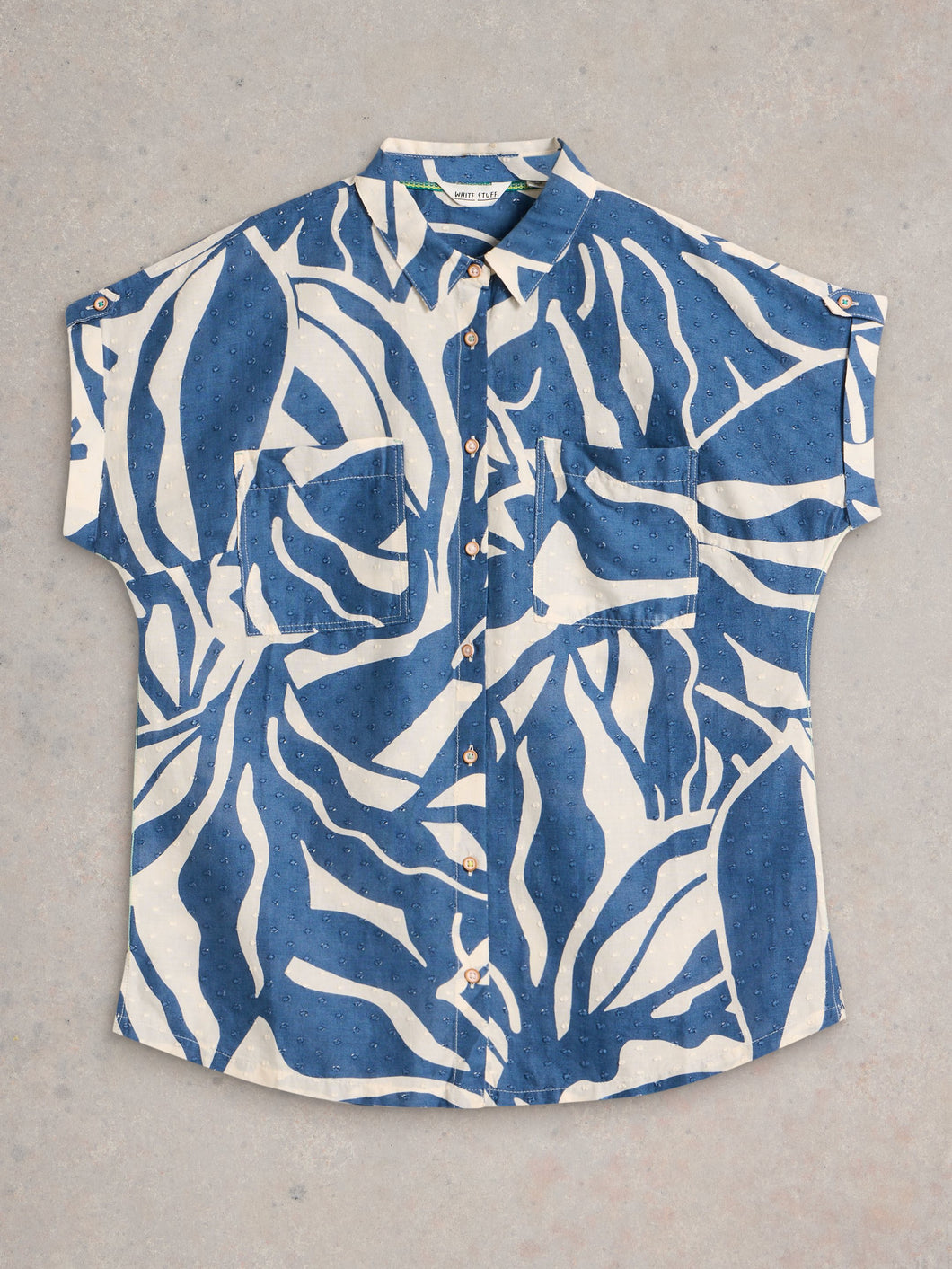 White Stuff UK Ellie Organic Cotton Shirt Navy Print