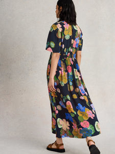 White Stuff UK Lucie Midi Dress Navy Multi