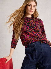 Load image into Gallery viewer, White Stuff UK Katie Print Sweater Navy Print
