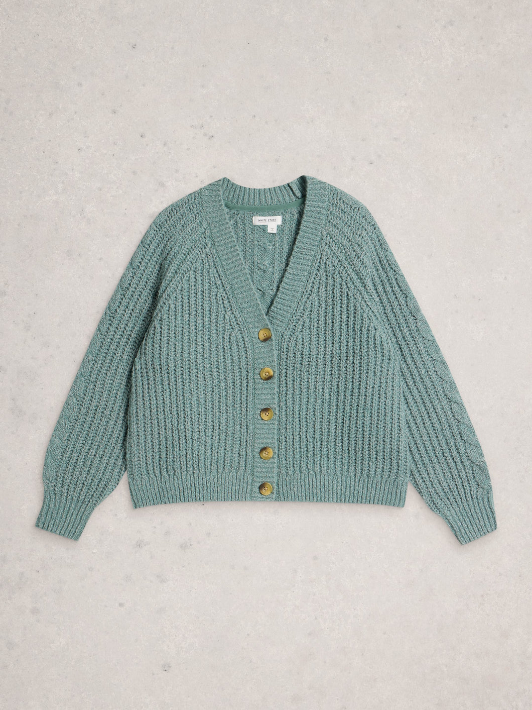 White Stuff UK Sally Slub Cardigan Dusty Green