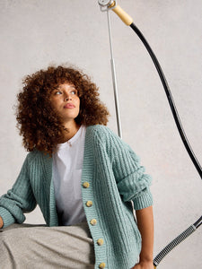 White Stuff UK Sally Slub Cardigan Dusty Green