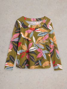 White Stuff UK Weaver LS Tee Khaki Green