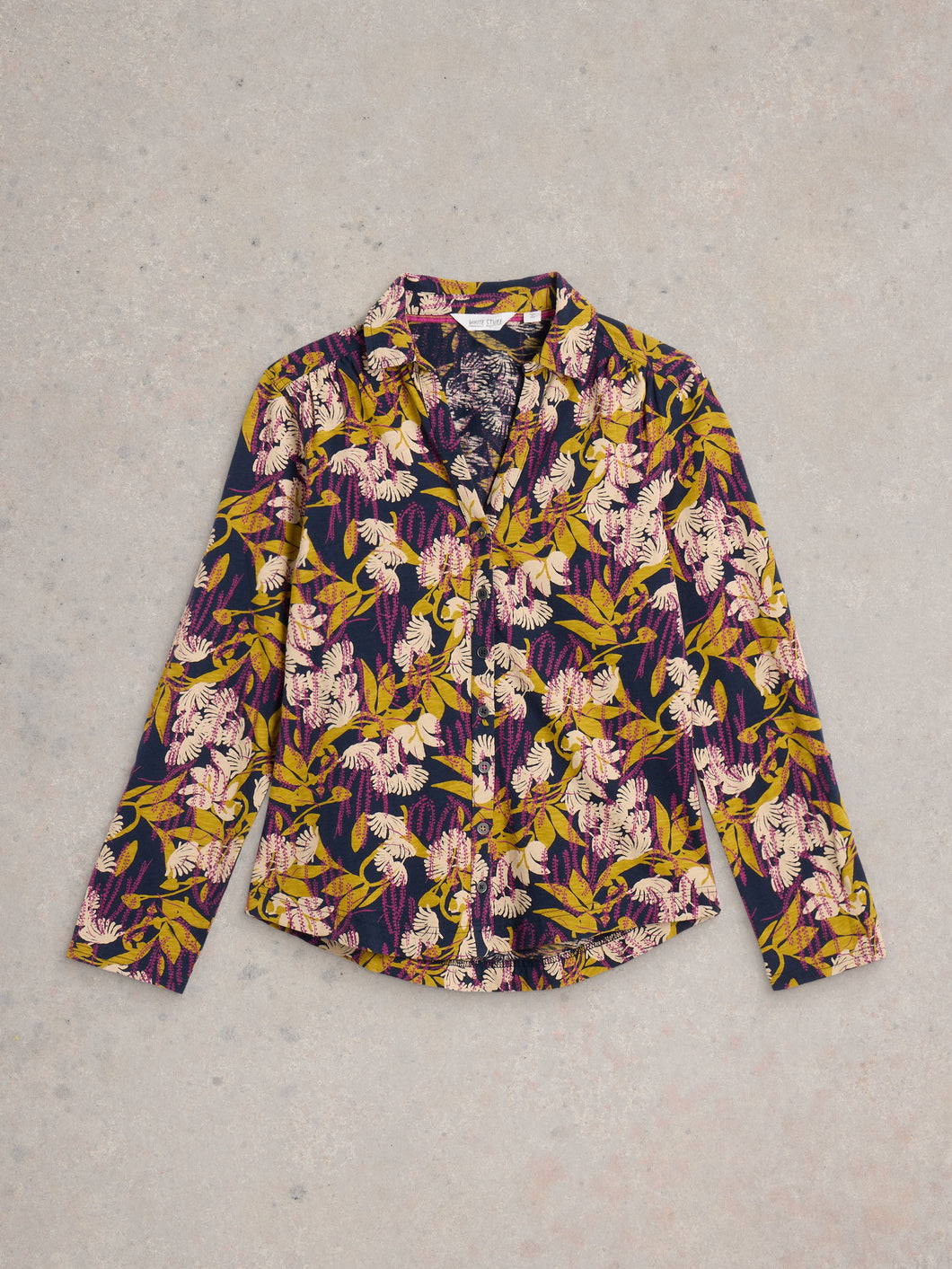 White Stuff UK Annie Jersey Shirt Navy Multi